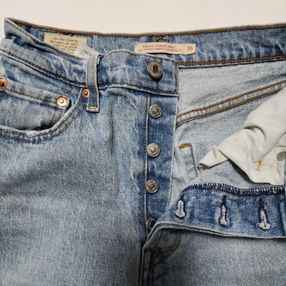 Levi's Light Wash Button Fly Ribcage Straight Ankle Jeans - Picture 5 of 9